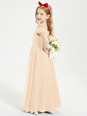 Chic Robes de Demoiselles d'Honneur Junior Hors de l'Épaule Pêche