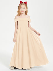 Chic Robes de Demoiselles d'Honneur Junior Hors de l'Épaule Pêche