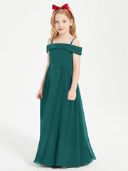 Chic Robes de Demoiselles d'Honneur Junior Hors de l'Épaule Paon