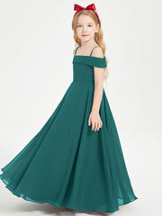 Chic Robes de Demoiselles d'Honneur Junior Hors de l'Épaule Paon