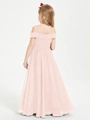 Chic Robes de Demoiselles d'Honneur Junior Hors de l'Épaule Rose Perle