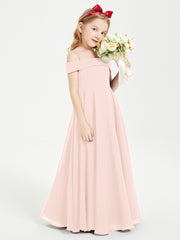 Chic Robes de Demoiselles d'Honneur Junior Hors de l'Épaule Rose Perle