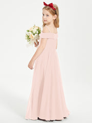 Chic Robes de Demoiselles d'Honneur Junior Hors de l'Épaule Rose Perle