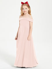 Chic Robes de Demoiselles d'Honneur Junior Hors de l'Épaule Rose Perle