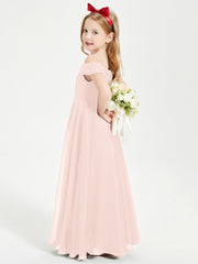 Chic Robes de Demoiselles d'Honneur Junior Hors de l'Épaule Rose Perle
