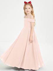 Chic Robes de Demoiselles d'Honneur Junior Hors de l'Épaule Rose Perle
