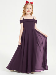 Chic Robes de Demoiselles d'Honneur Junior Hors de l'Épaule Plum