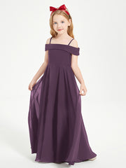 Chic Robes de Demoiselles d'Honneur Junior Hors de l'Épaule Plum