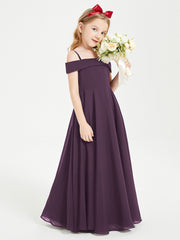 Chic Robes de Demoiselles d'Honneur Junior Hors de l'Épaule Plum