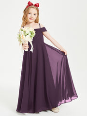 Chic Robes de Demoiselles d'Honneur Junior Hors de l'Épaule Plum