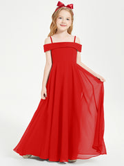 Chic Robes de Demoiselles d'Honneur Junior Hors de l'Épaule Rouge