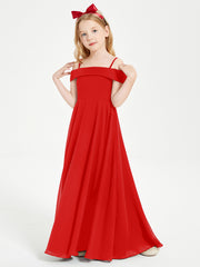 Chic Robes de Demoiselles d'Honneur Junior Hors de l'Épaule Rouge