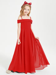 Chic Robes de Demoiselles d'Honneur Junior Hors de l'Épaule Rouge