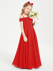 Chic Robes de Demoiselles d'Honneur Junior Hors de l'Épaule Rouge