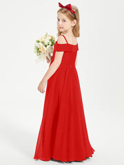 Chic Robes de Demoiselles d'Honneur Junior Hors de l'Épaule Rouge