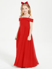 Chic Robes de Demoiselles d'Honneur Junior Hors de l'Épaule Rouge