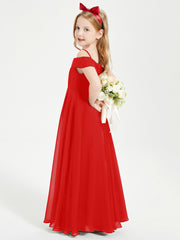 Chic Robes de Demoiselles d'Honneur Junior Hors de l'Épaule Rouge