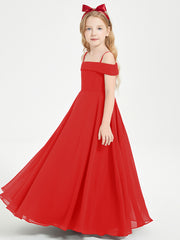 Chic Robes de Demoiselles d'Honneur Junior Hors de l'Épaule Rouge