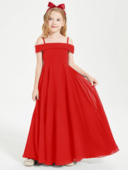 Chic Robes de Demoiselles d'Honneur Junior Hors de l'Épaule Rouge