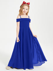 Chic Robes de Demoiselles d'Honneur Junior Hors de l'Épaule Bleu Royale