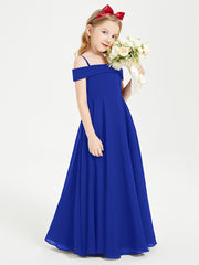 Chic Robes de Demoiselles d'Honneur Junior Hors de l'Épaule Bleu Royale