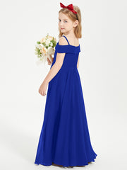 Chic Robes de Demoiselles d'Honneur Junior Hors de l'Épaule Bleu Royale