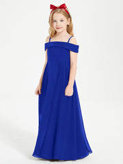 Chic Robes de Demoiselles d'Honneur Junior Hors de l'Épaule Bleu Royale