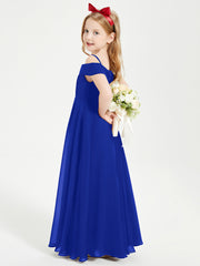 Chic Robes de Demoiselles d'Honneur Junior Hors de l'Épaule Bleu Royale