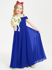 Chic Robes de Demoiselles d'Honneur Junior Hors de l'Épaule Bleu Royale