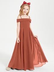 Chic Robes de Demoiselles d'Honneur Junior Hors de l'Épaule Rouille