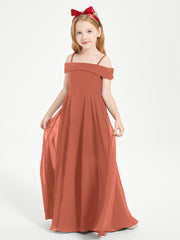 Chic Robes de Demoiselles d'Honneur Junior Hors de l'Épaule Rouille