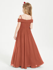 Chic Robes de Demoiselles d'Honneur Junior Hors de l'Épaule Rouille
