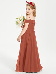 Chic Robes de Demoiselles d'Honneur Junior Hors de l'Épaule Rouille