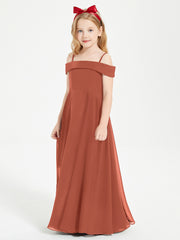 Chic Robes de Demoiselles d'Honneur Junior Hors de l'Épaule Rouille