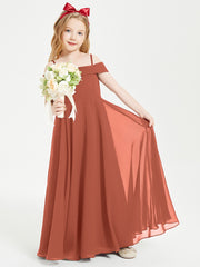 Chic Robes de Demoiselles d'Honneur Junior Hors de l'Épaule Rouille
