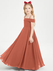Chic Robes de Demoiselles d'Honneur Junior Hors de l'Épaule Rouille