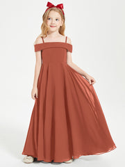 Chic Robes de Demoiselles d'Honneur Junior Hors de l'Épaule Rouille