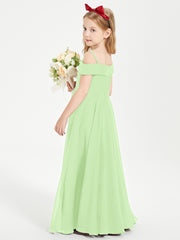 Chic Robes de Demoiselles d'Honneur Junior Hors de l'Épaule Sauge