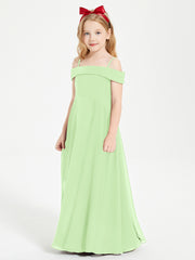 Chic Robes de Demoiselles d'Honneur Junior Hors de l'Épaule Sauge