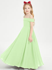 Chic Robes de Demoiselles d'Honneur Junior Hors de l'Épaule Sauge