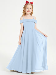 Chic Robes de Demoiselles d'Honneur Junior Hors de l'Épaule Bleu Ciel