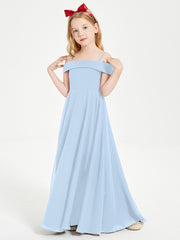 Chic Robes de Demoiselles d'Honneur Junior Hors de l'Épaule Bleu Ciel