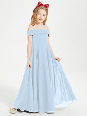 Chic Robes de Demoiselles d'Honneur Junior Hors de l'Épaule Bleu Ciel