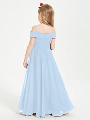 Chic Robes de Demoiselles d'Honneur Junior Hors de l'Épaule Bleu Ciel