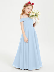 Chic Robes de Demoiselles d'Honneur Junior Hors de l'Épaule Bleu Ciel