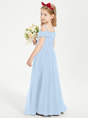 Chic Robes de Demoiselles d'Honneur Junior Hors de l'Épaule Bleu Ciel