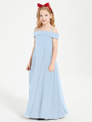 Chic Robes de Demoiselles d'Honneur Junior Hors de l'Épaule Bleu Ciel