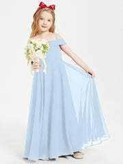 Chic Robes de Demoiselles d'Honneur Junior Hors de l'Épaule Bleu Ciel