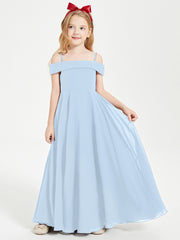 Chic Robes de Demoiselles d'Honneur Junior Hors de l'Épaule Bleu Ciel
