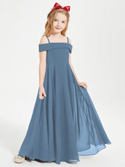 Chic Robes de Demoiselles d'Honneur Junior Hors de l'Épaule Bleu de Schiste
